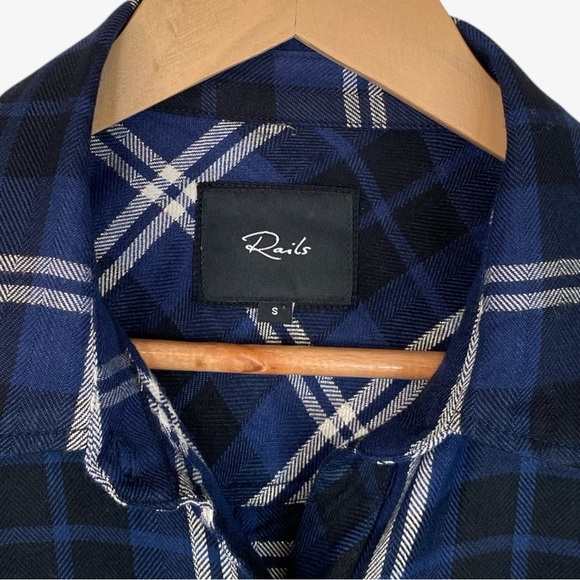 Rails Hunter Plaid Button Up Long Sleeve Shirt - Blue/White - Size S - Picture 4 of 7